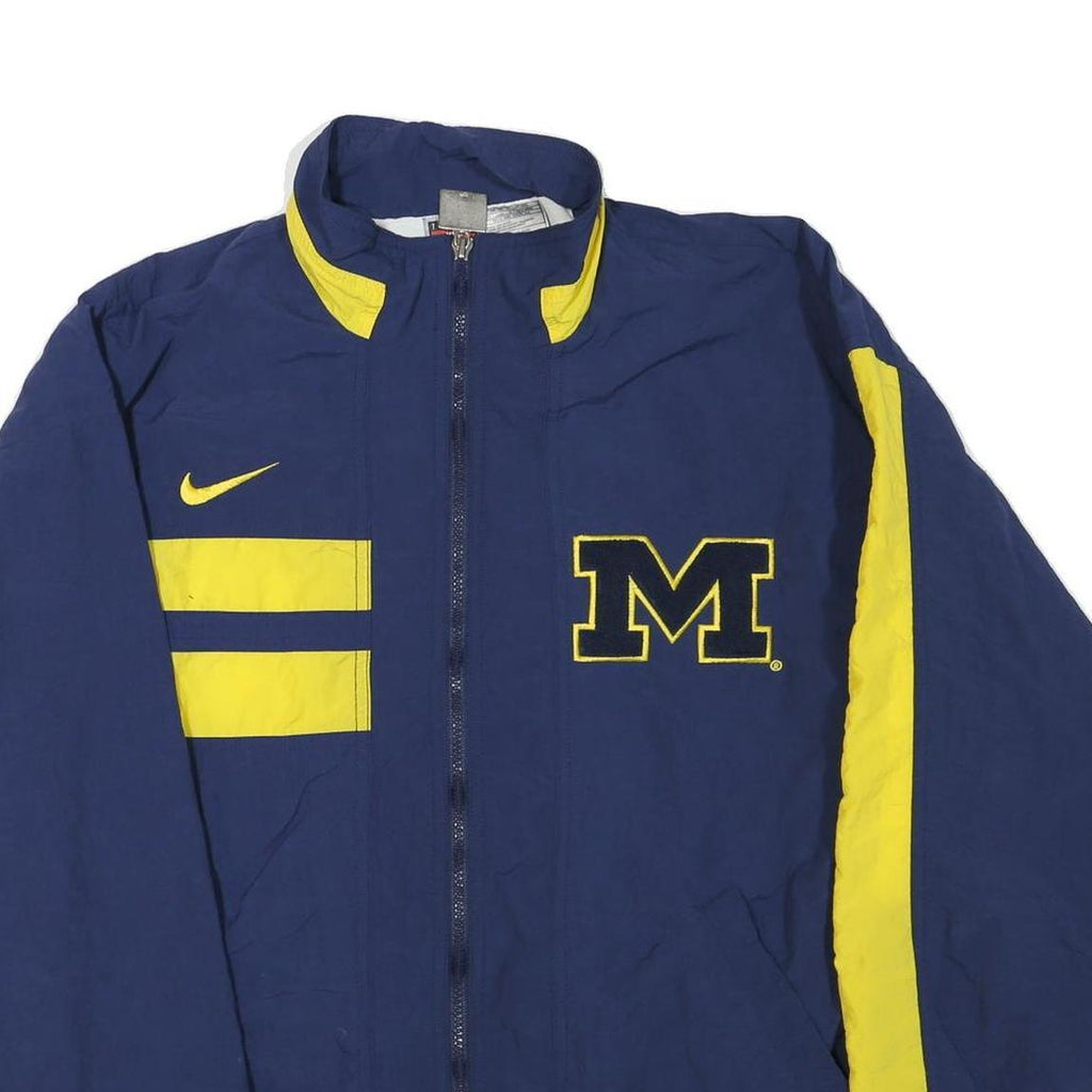 NIKE Mens Blue & Yellow Letterman Sports Zip Jacket M Polyester Blend Athletic