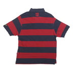 FC BARCELONA Mens Red & Navy Striped Short Sleeve Polo Shirt L Football Fanwear