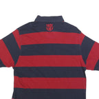 FC BARCELONA Mens Red & Navy Striped Short Sleeve Polo Shirt L Football Fanwear