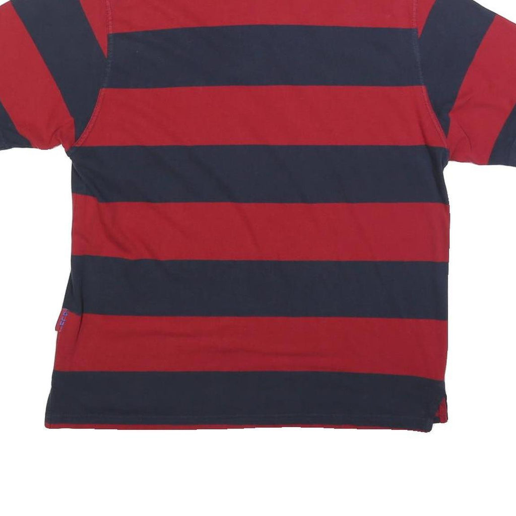 FC BARCELONA Mens Red & Navy Striped Short Sleeve Polo Shirt L Football Fanwear