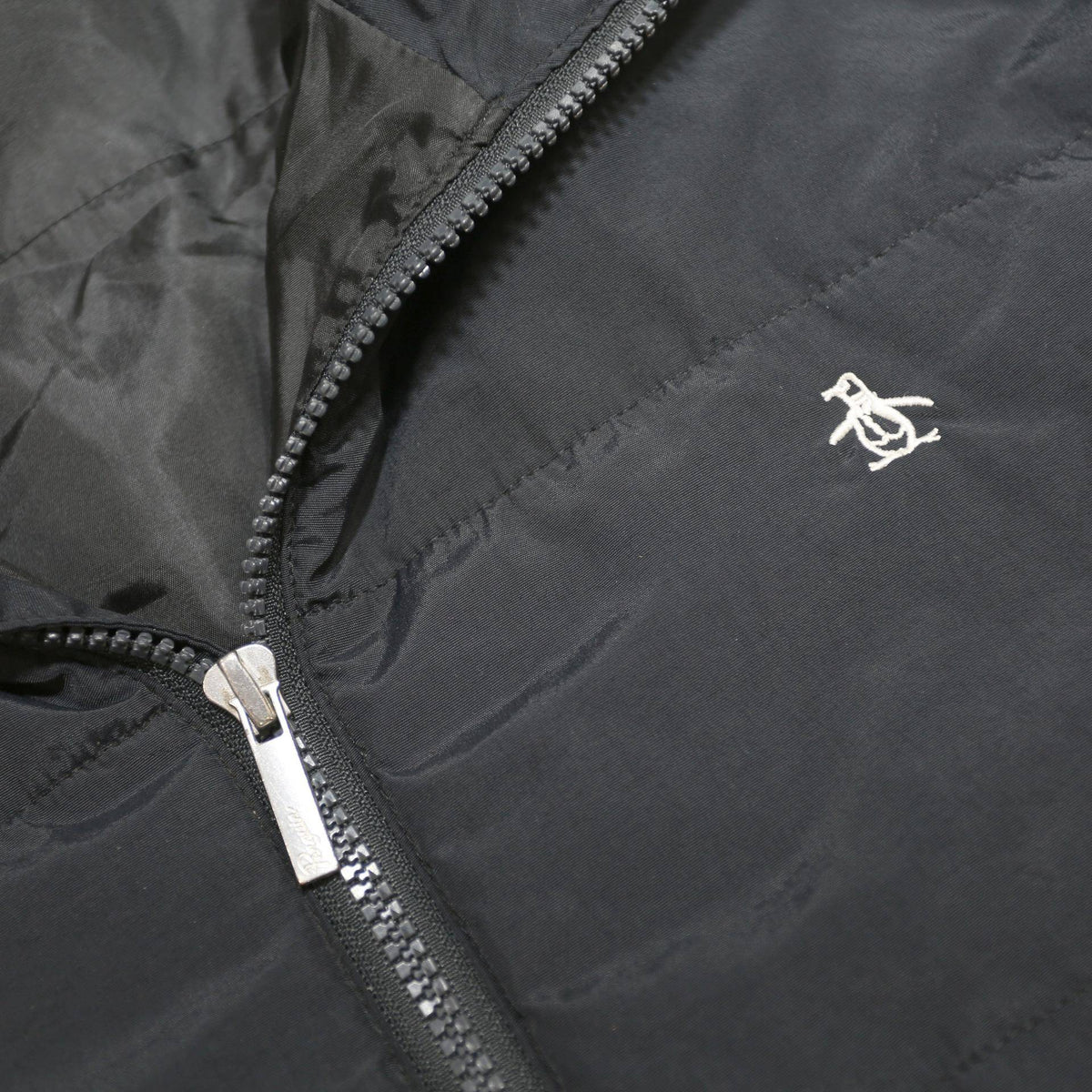 ORIGINAL PENGUIN Mens Navy Hooded Jacket L Polyamide Plain Zip Lightweight