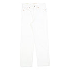 LEVI'S Womens White Regular Straight Denim Raw Hem W23 L23 Cotton Blend Button