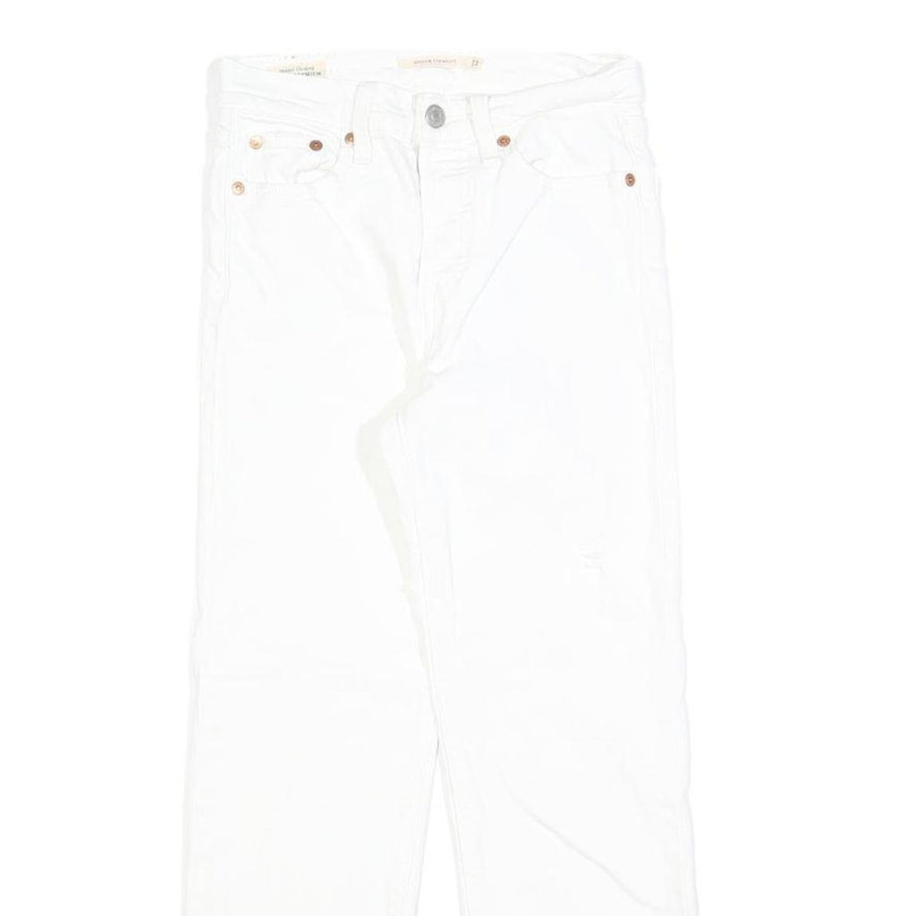 LEVI'S Womens White Regular Straight Denim Raw Hem W23 L23 Cotton Blend Button