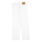 LEVI'S Womens White Regular Straight Denim Raw Hem W23 L23 Cotton Blend Button