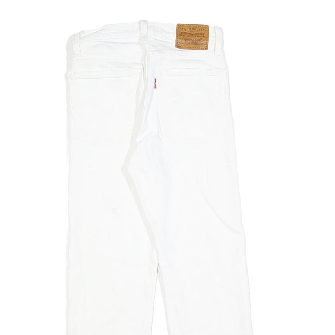 LEVI'S Womens White Regular Straight Denim Raw Hem W23 L23 Cotton Blend Button