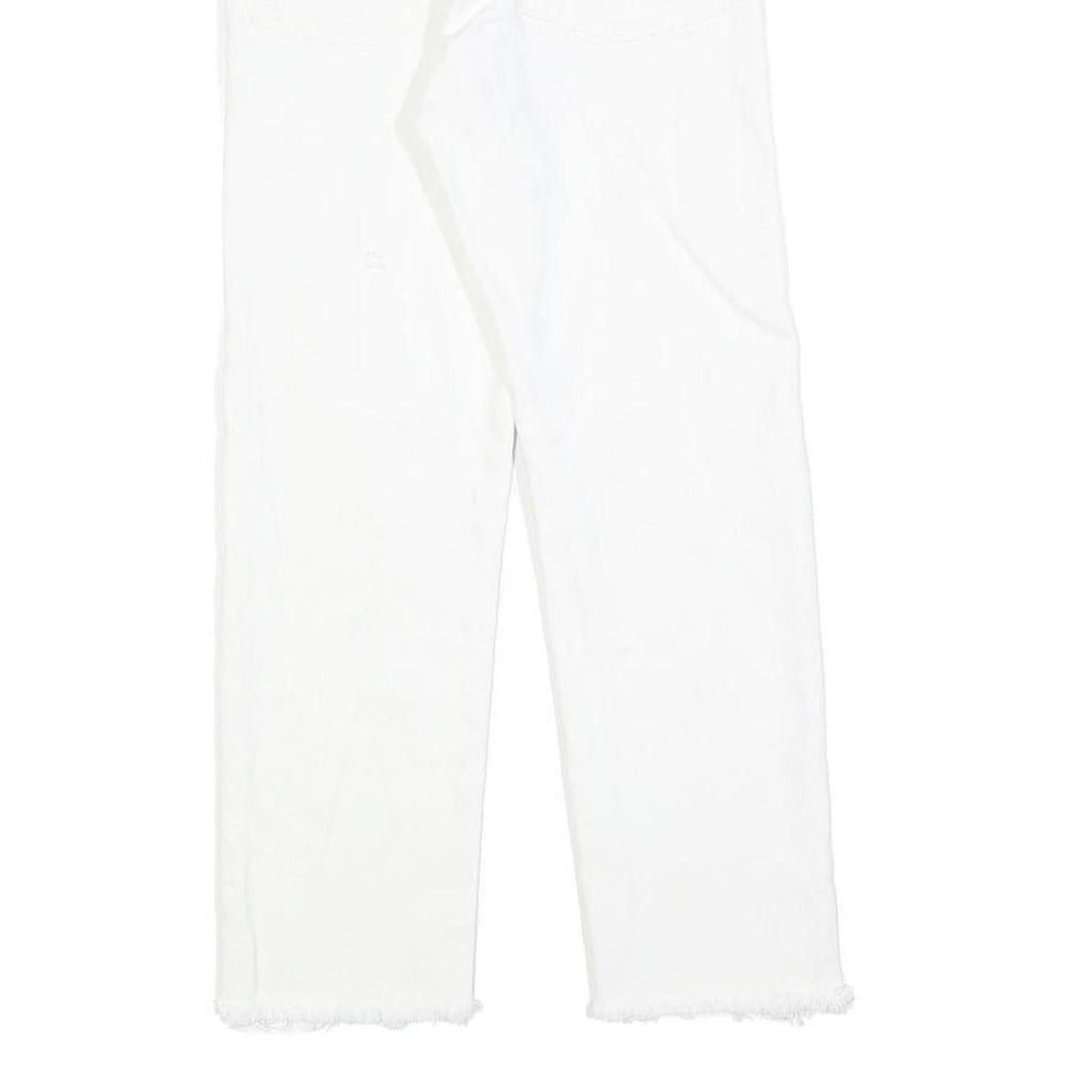 LEVI'S Womens White Regular Straight Denim Raw Hem W23 L23 Cotton Blend Button