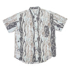 VINCI TRADITION Mens Blue & Brown Abstract Pattern Cotton Blend Shirt XL