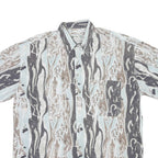 VINCI TRADITION Mens Blue & Brown Abstract Pattern Cotton Blend Shirt XL