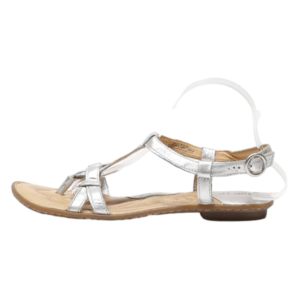 BORN Strappy Sandals Silver Leather Womens UK 7.5