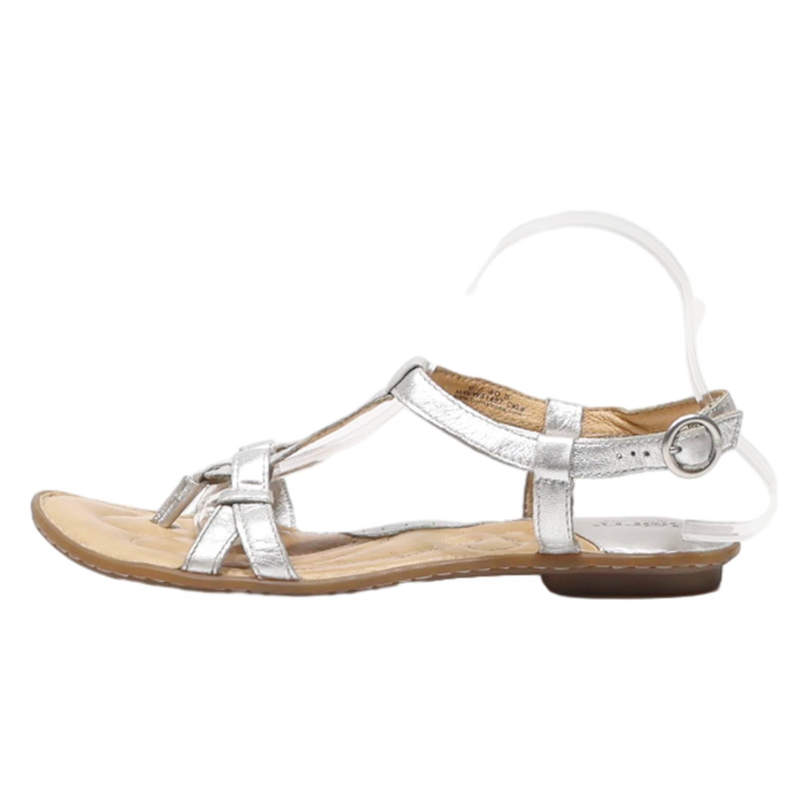 BORN Strappy Sandals Silver Leather Womens UK 7.5