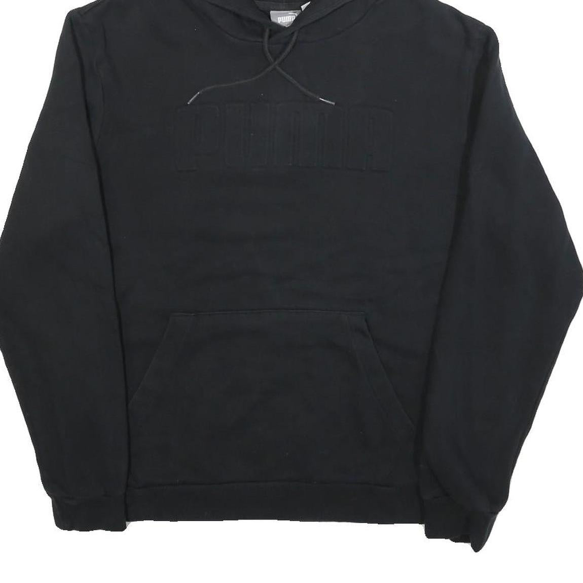 PUMA Mens Black Hoodie M Cotton Blend Pullover Classic Logo Design