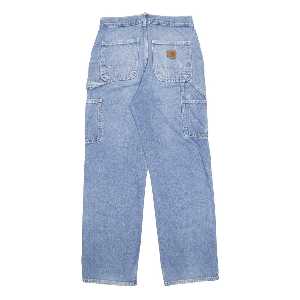 CARHARTT Womens Relaxed Denim Jeans Light Blue W26 L28 Utility Workwear Zip