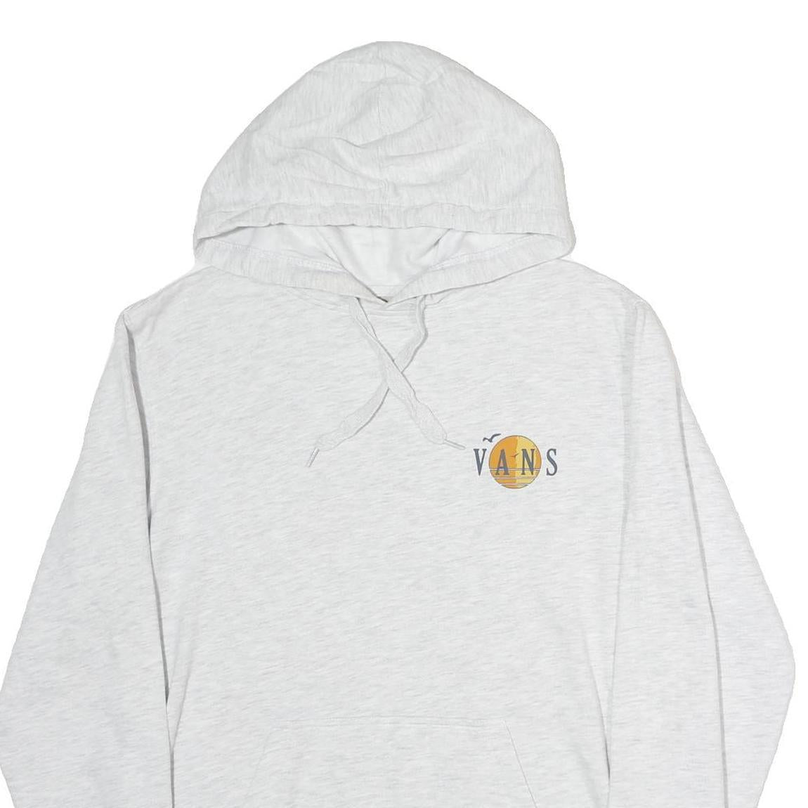 VANS Mens White Hoodie S Off The Wall Graphic Pullover Cotton Casual