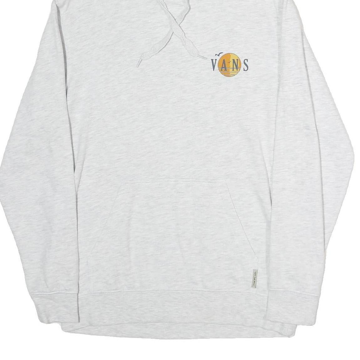 VANS Mens White Hoodie S Off The Wall Graphic Pullover Cotton Casual