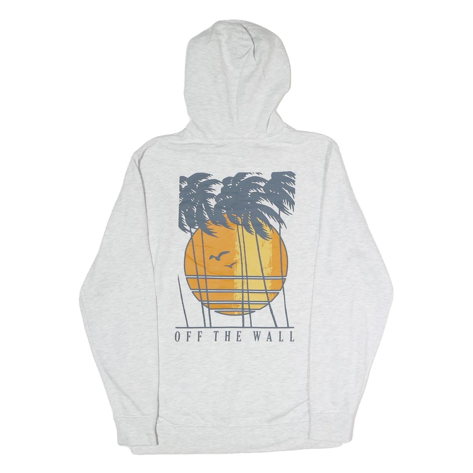 VANS Mens White Hoodie S Off The Wall Graphic Pullover Cotton Casual