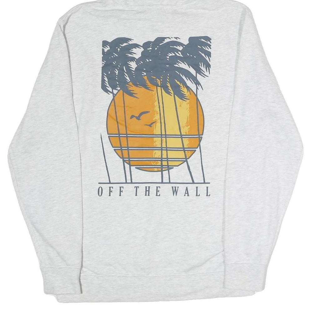 VANS Mens White Hoodie S Off The Wall Graphic Pullover Cotton Casual