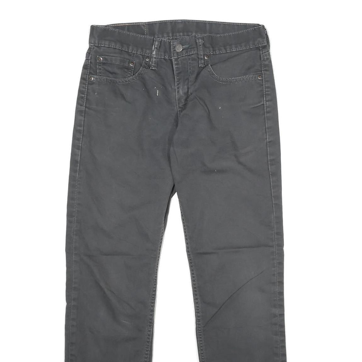LEVI'S Mens Cotton Blend Black Slim Straight Trousers W29 L30 Stylish Zip