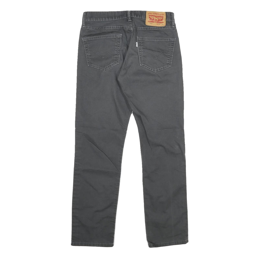 LEVI'S Mens Cotton Blend Black Slim Straight Trousers W29 L30 Stylish Zip
