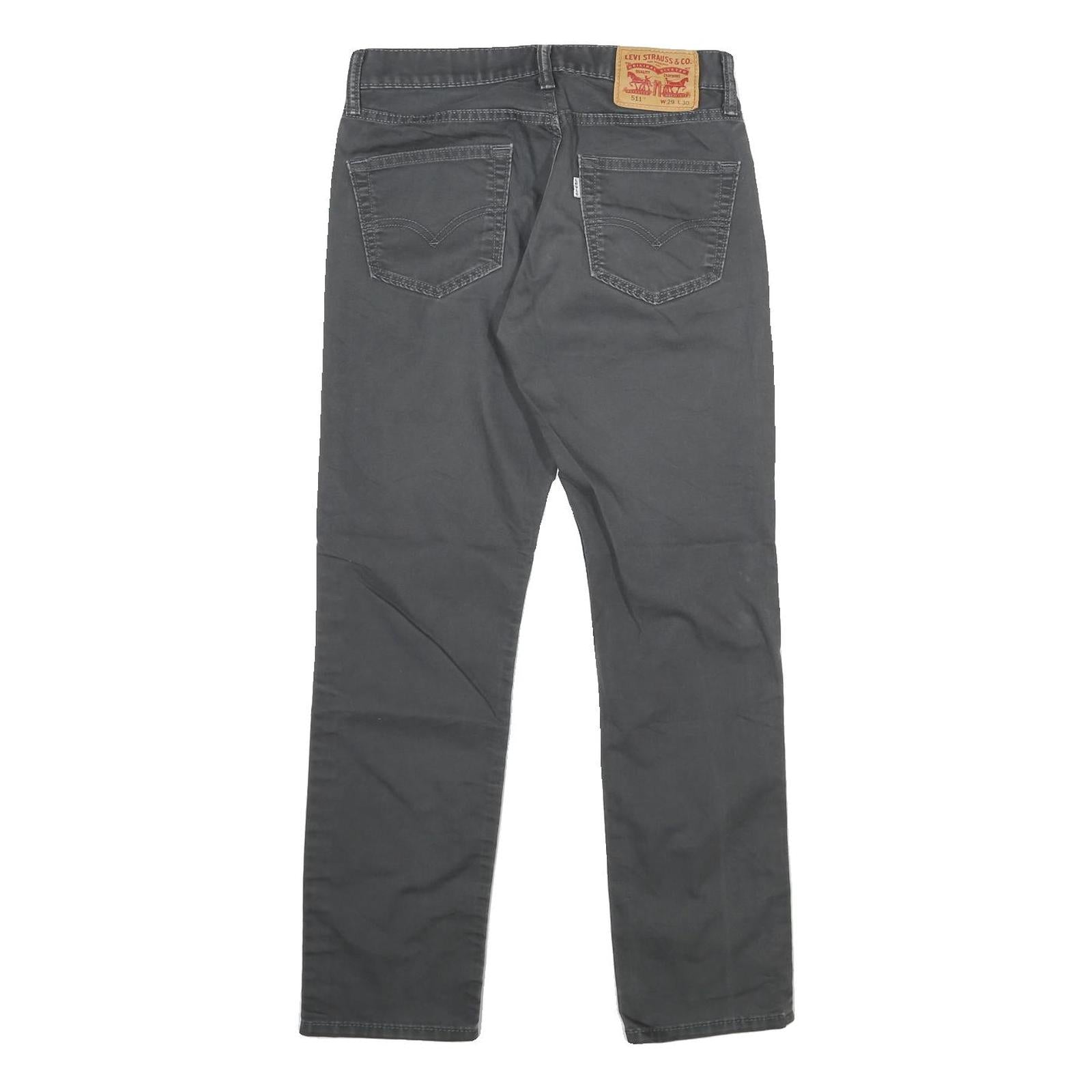 LEVI'S Mens Cotton Blend Black Slim Straight Trousers W29 L30 Stylish Zip