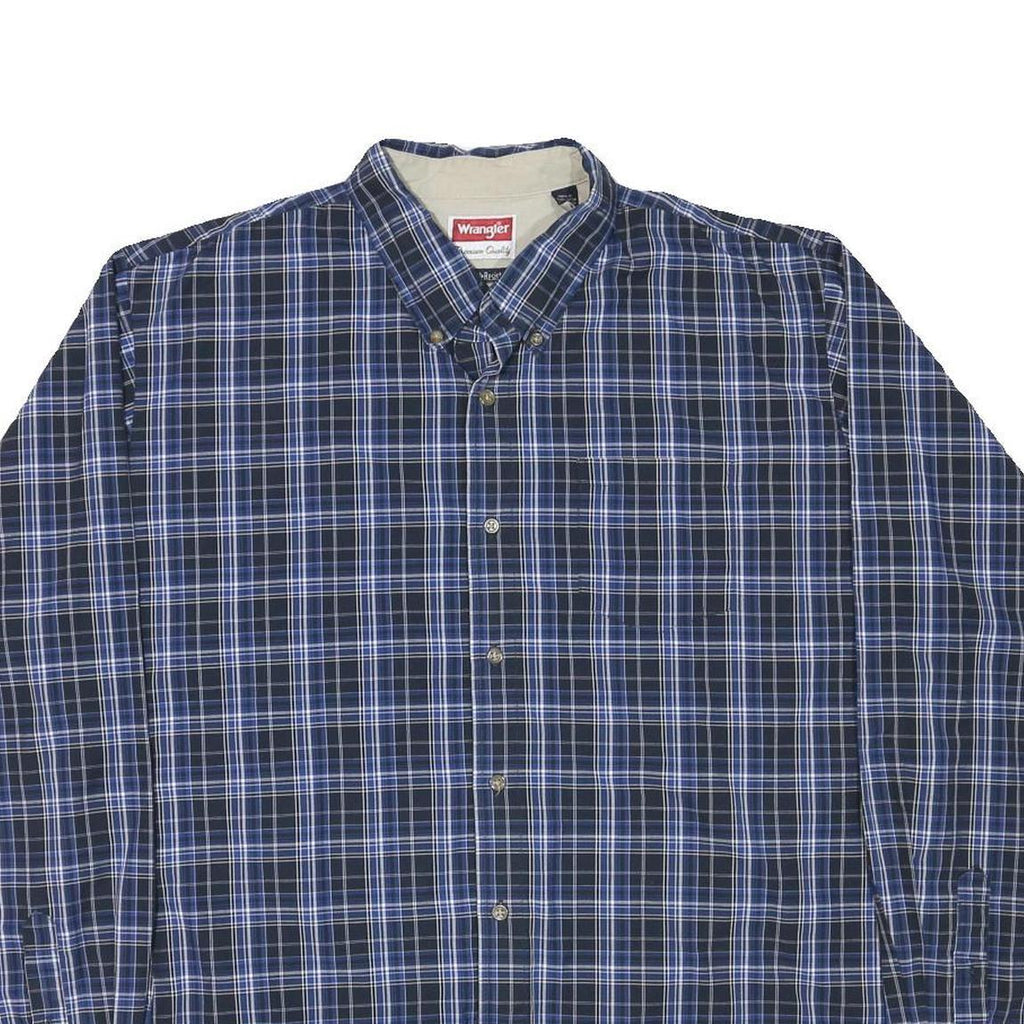 WRANGLER Mens Blue Black Check Shirt XL Button Down Casual Cotton Blend