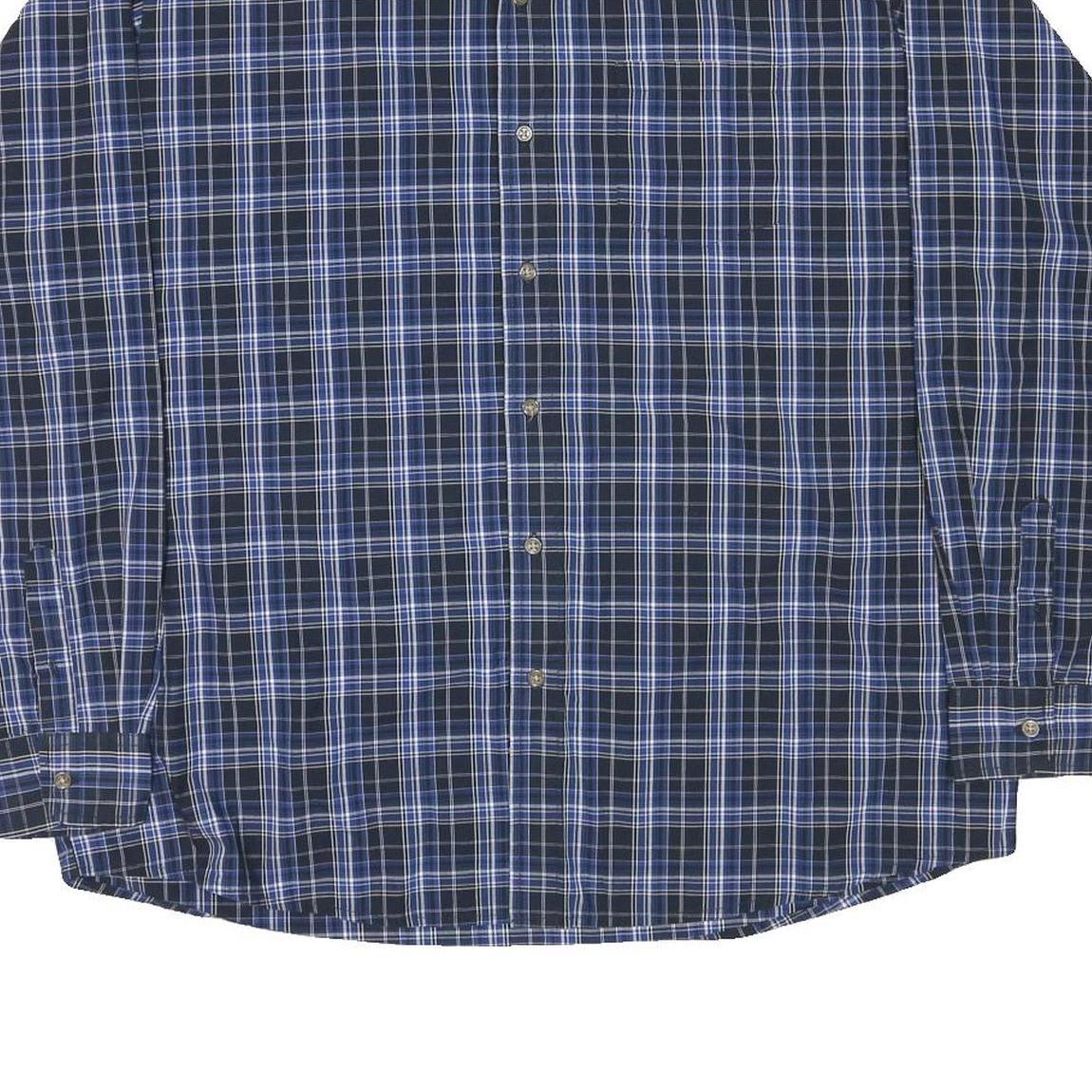 WRANGLER Mens Blue Black Check Shirt XL Button Down Casual Cotton Blend
