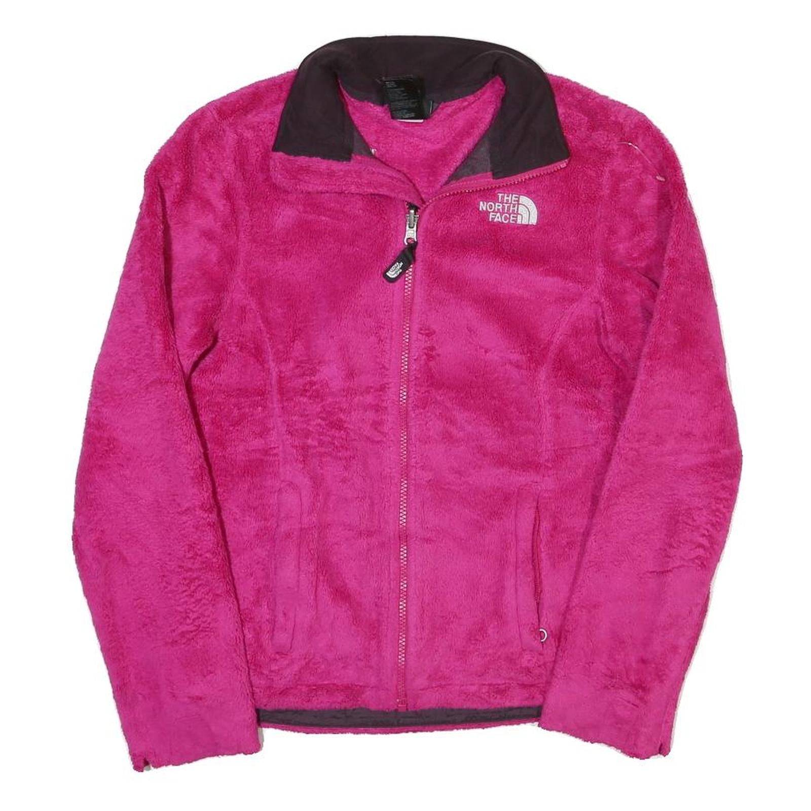 THE NORTH FACE Womens Pink Zip Fleece Jacket XS Polyester Blend Soft Warm