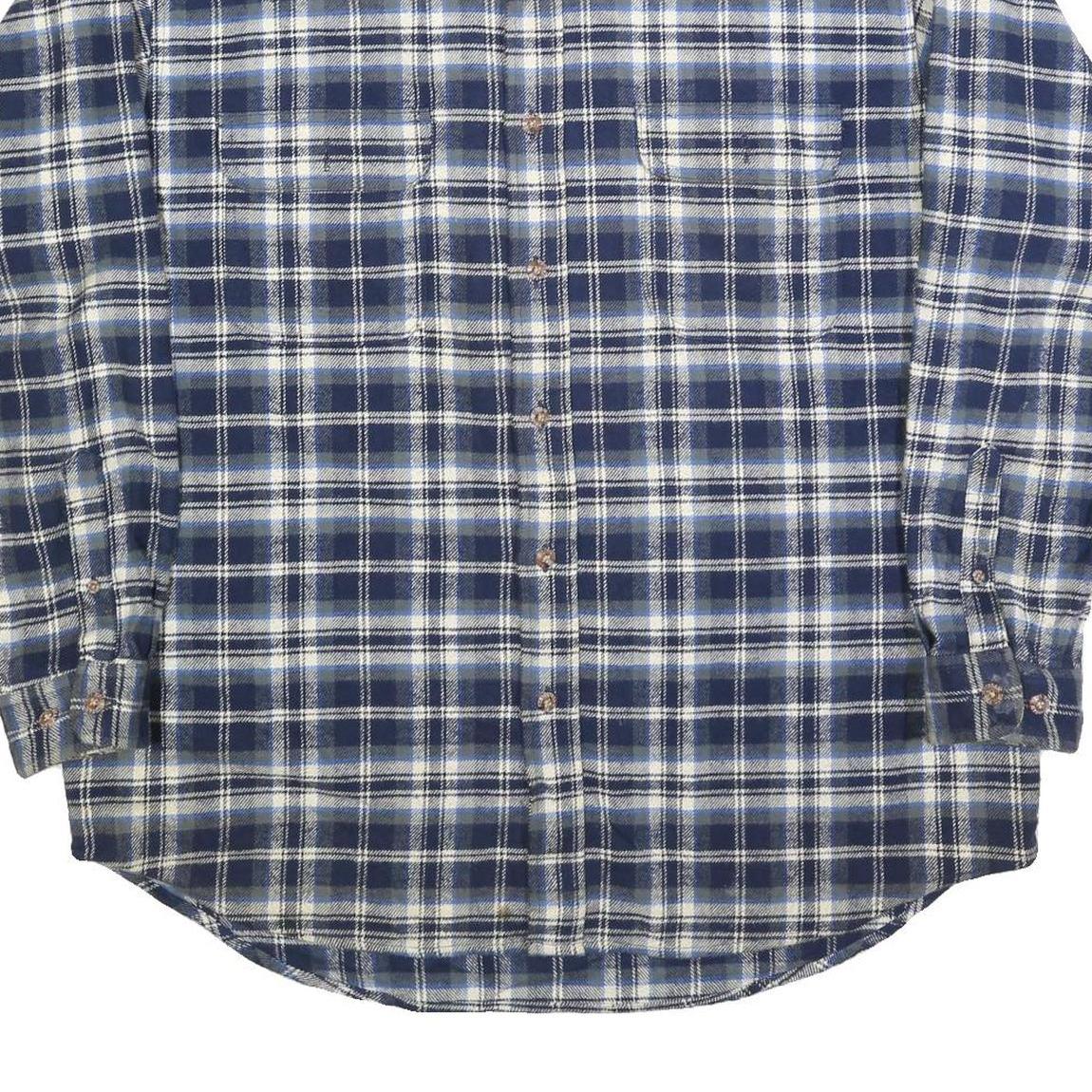 FIELD & STREAM Mens Blue & White Plaid Shirt XL Cotton Blend Casual Button Down