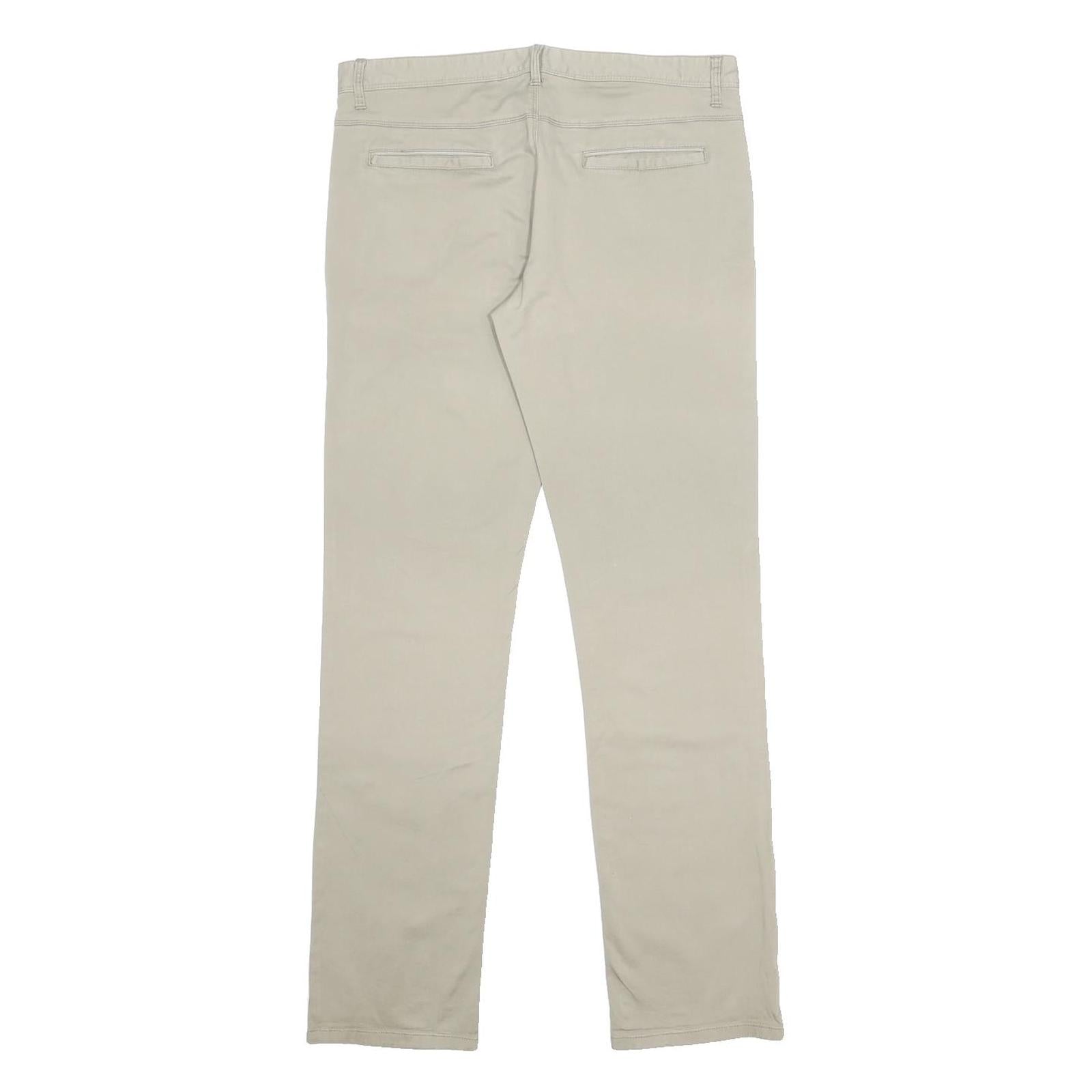 ZARA MAN Mens Cotton Blend Beige Slim Straight Trousers W32 L33 Casual Workwear