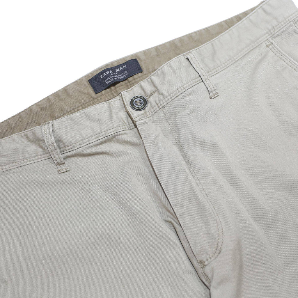 ZARA MAN Mens Cotton Blend Beige Slim Straight Trousers W32 L33 Casual Workwear