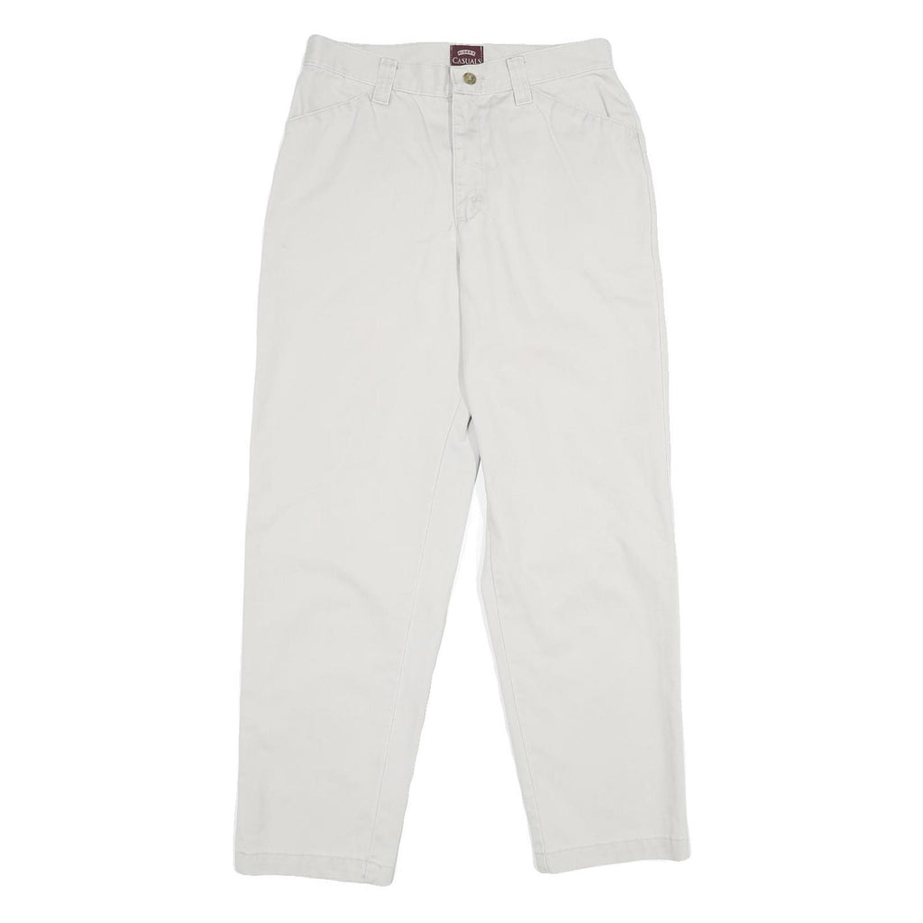 RIDERS Womens Classic White Cotton Trousers W28 L28 Zip Closure Relaxed Fit
