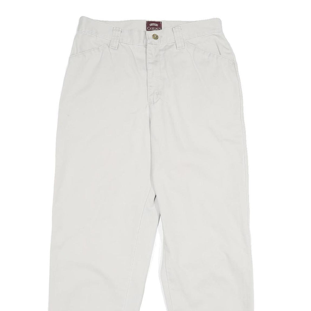 RIDERS Womens Classic White Cotton Trousers W28 L28 Zip Closure Relaxed Fit