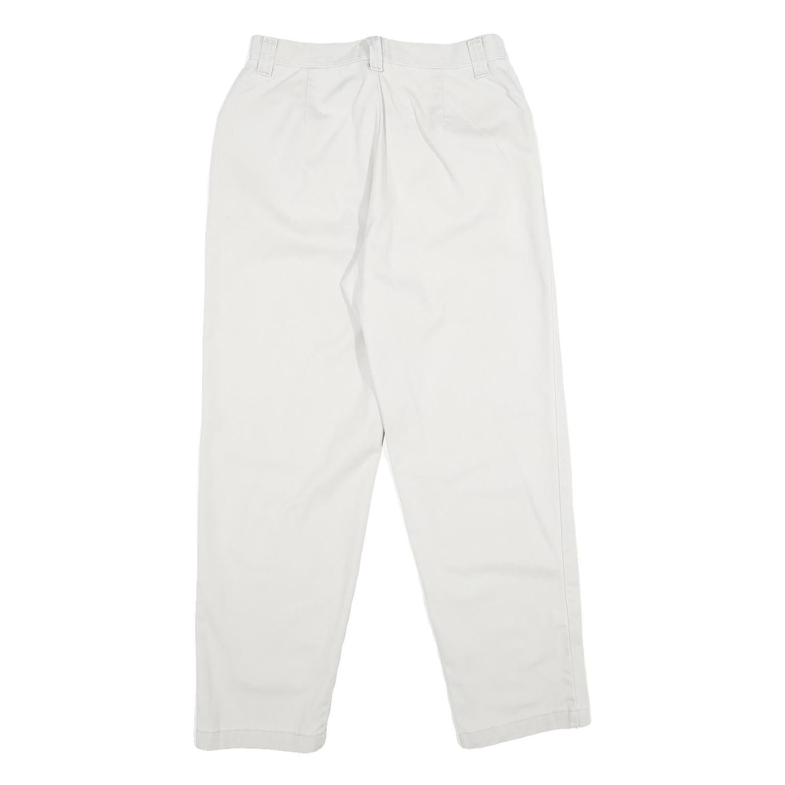 RIDERS Womens Classic White Cotton Trousers W28 L28 Zip Closure Relaxed Fit
