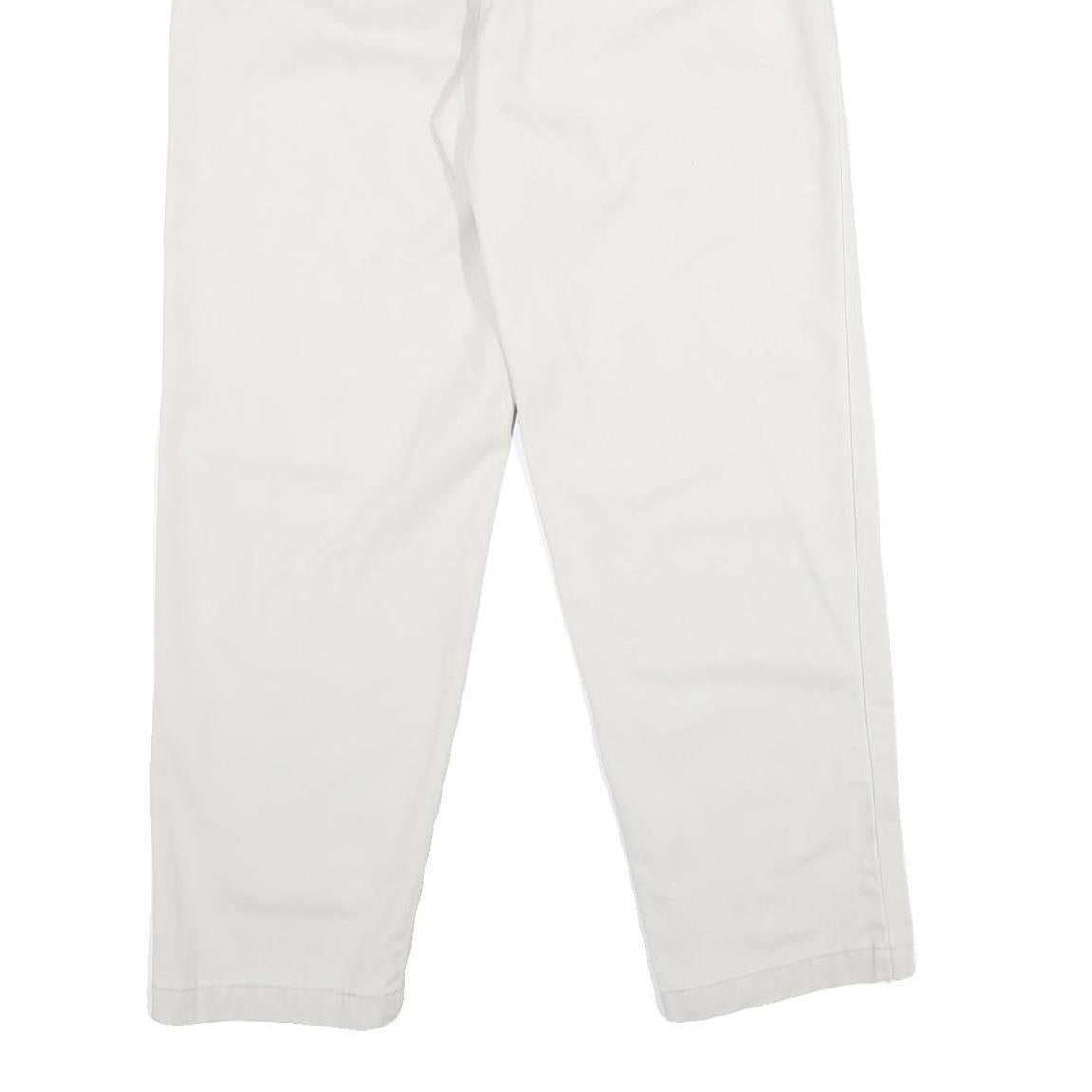 RIDERS Womens Classic White Cotton Trousers W28 L28 Zip Closure Relaxed Fit