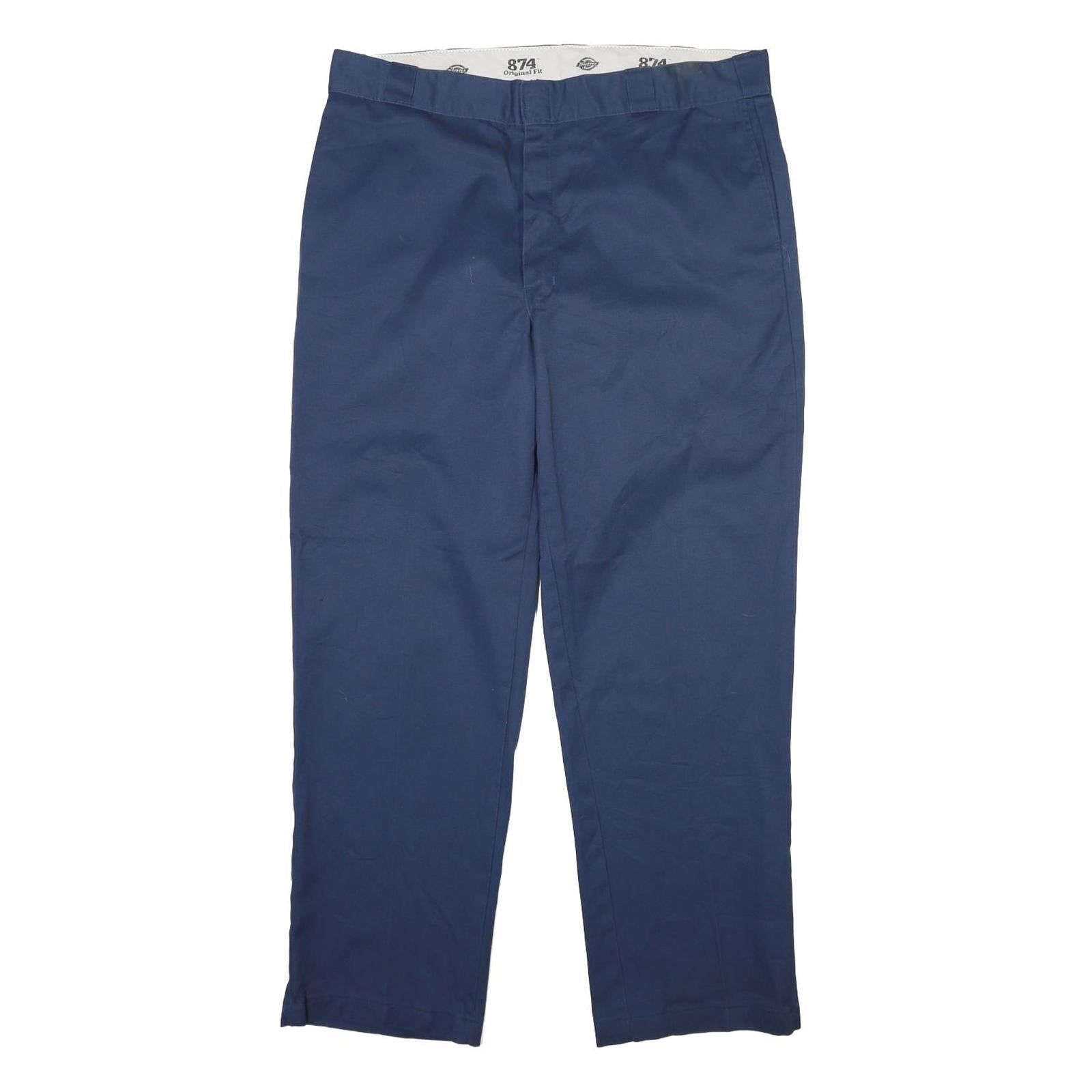 DICKIES Mens Cotton Navy Classic Regular Trousers W40 L32 Workwear Button