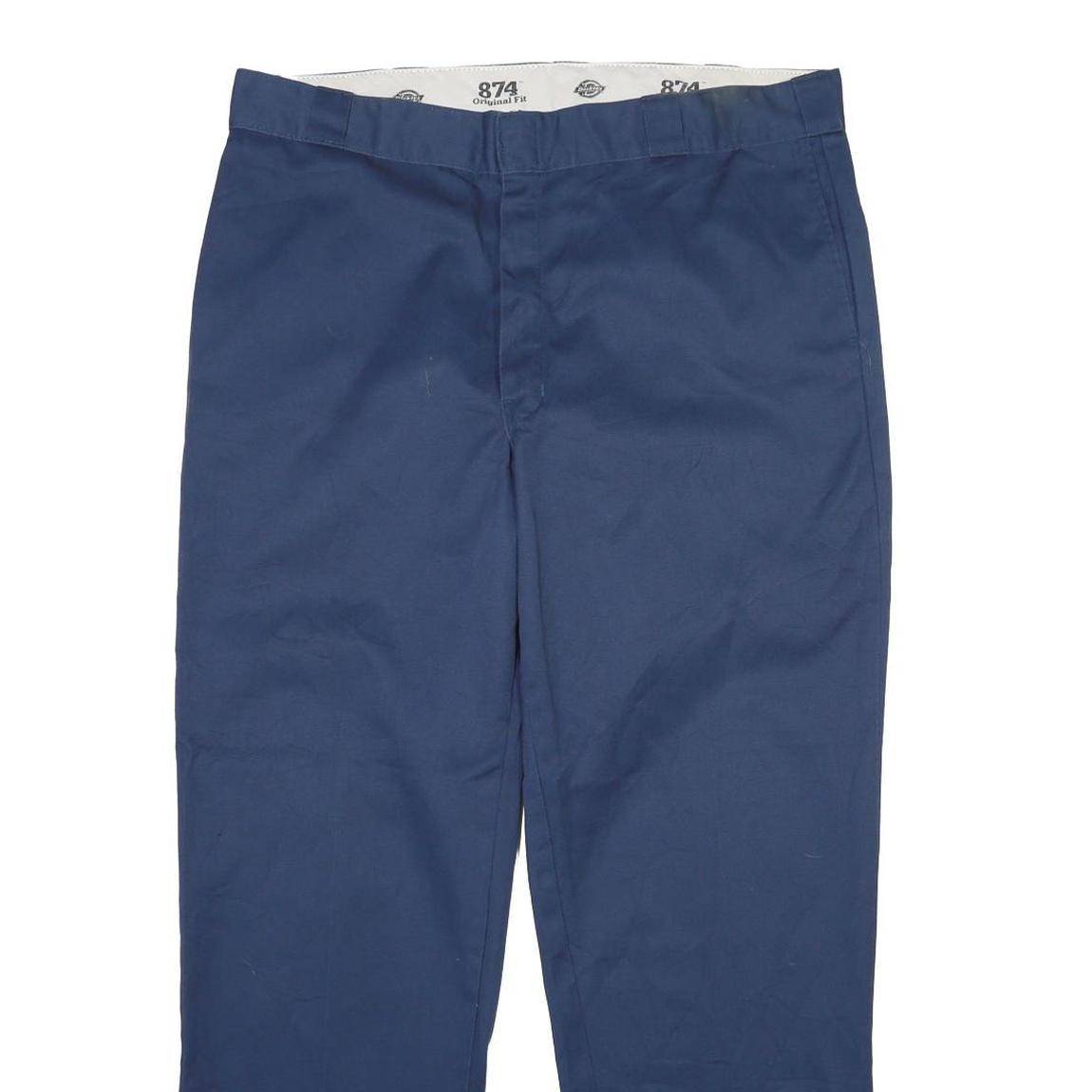 DICKIES Mens Cotton Navy Classic Regular Trousers W40 L32 Workwear Button