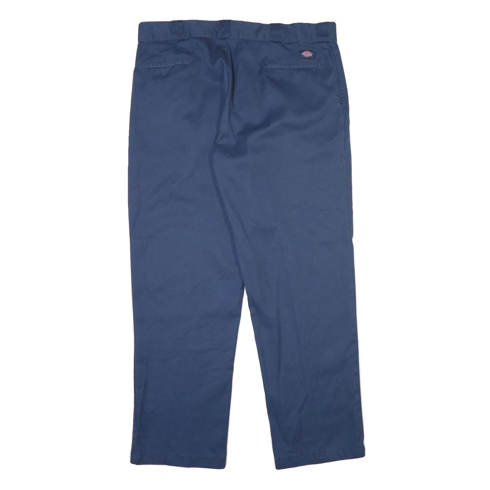 DICKIES Mens Cotton Navy Classic Regular Trousers W40 L32 Workwear Button