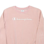 CHAMPION Womens Pink Crew Neck L Cotton Blend Sweatshirt Logo Long Sleeve