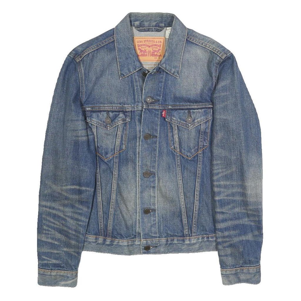 LEVI'S Mens Blue Denim Jacket S Cotton Button Closure Classic Faded Retro