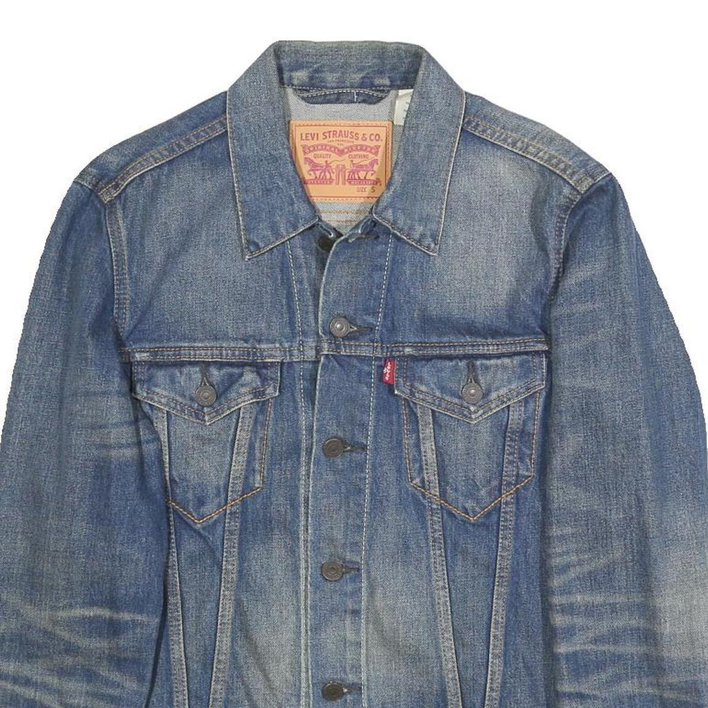 LEVI'S Mens Blue Denim Jacket S Cotton Button Closure Classic Faded Retro