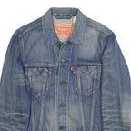 LEVI'S Mens Blue Denim Jacket S Cotton Button Closure Classic Faded Retro