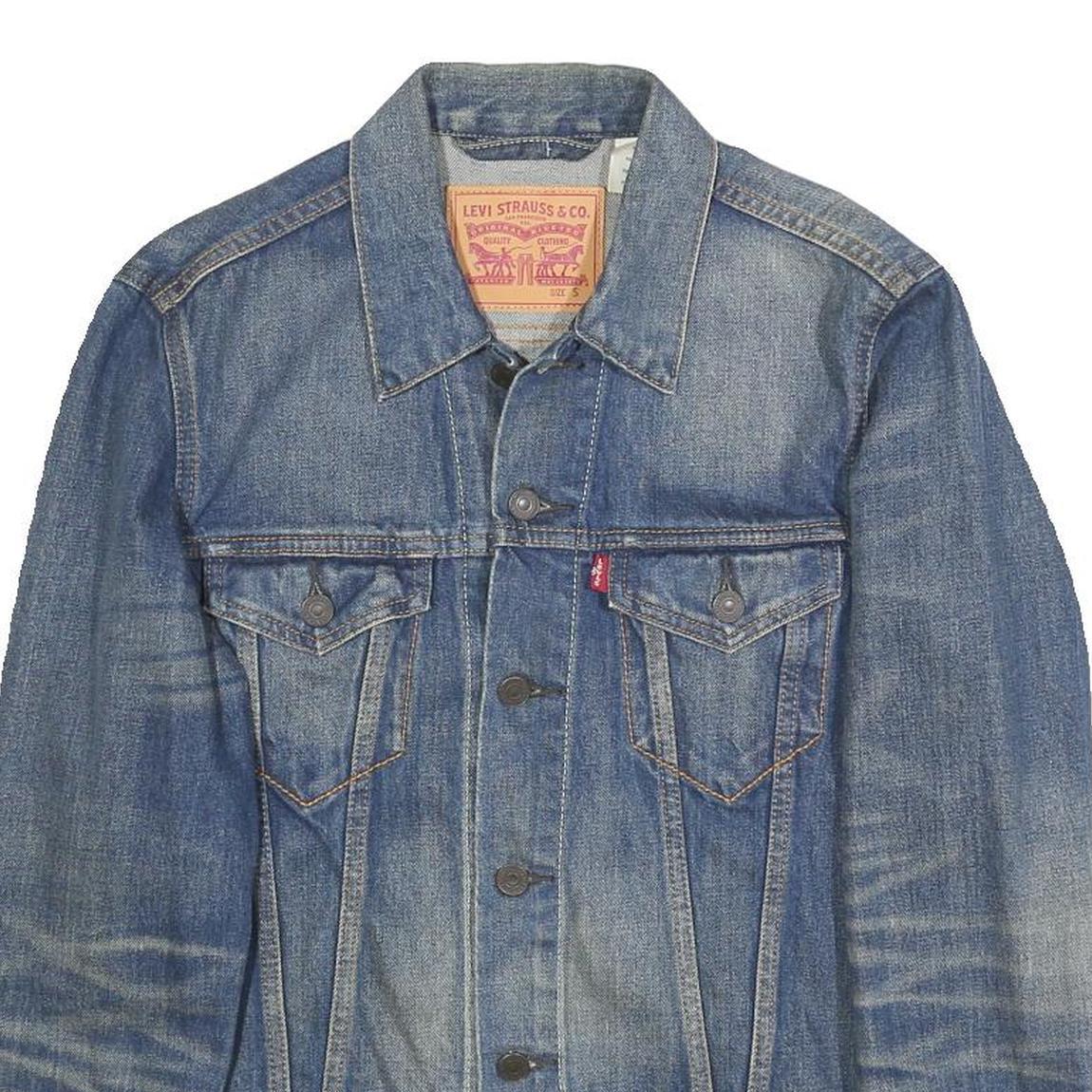 LEVI'S Mens Blue Denim Jacket S Cotton Button Closure Classic Faded Retro