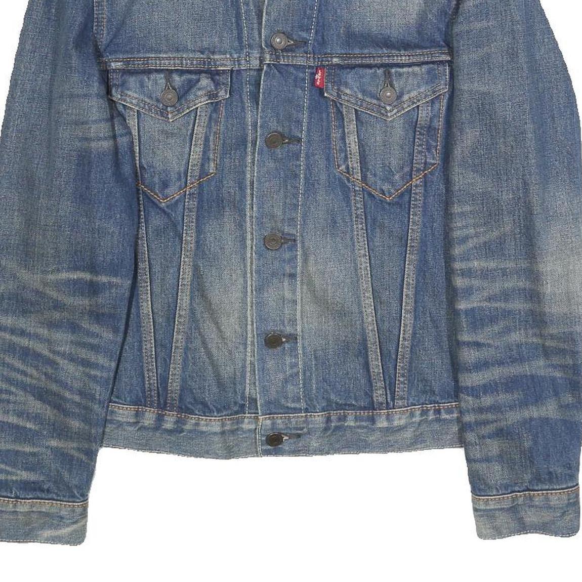 LEVI'S Mens Blue Denim Jacket S Cotton Button Closure Classic Faded Retro