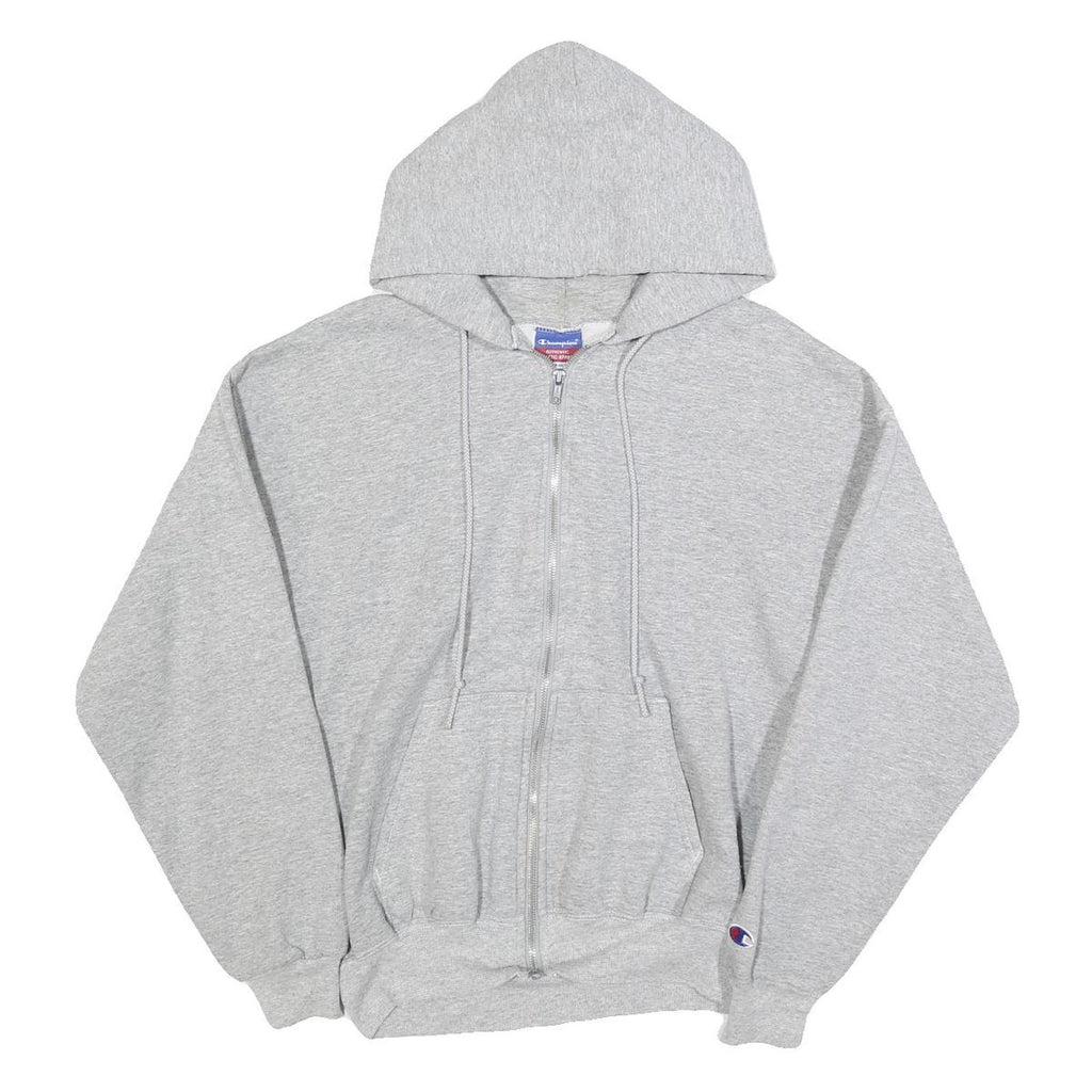 CHAMPION Womens Grey Zip Up Hoodie M Casual Cotton Blend Sweatshirt