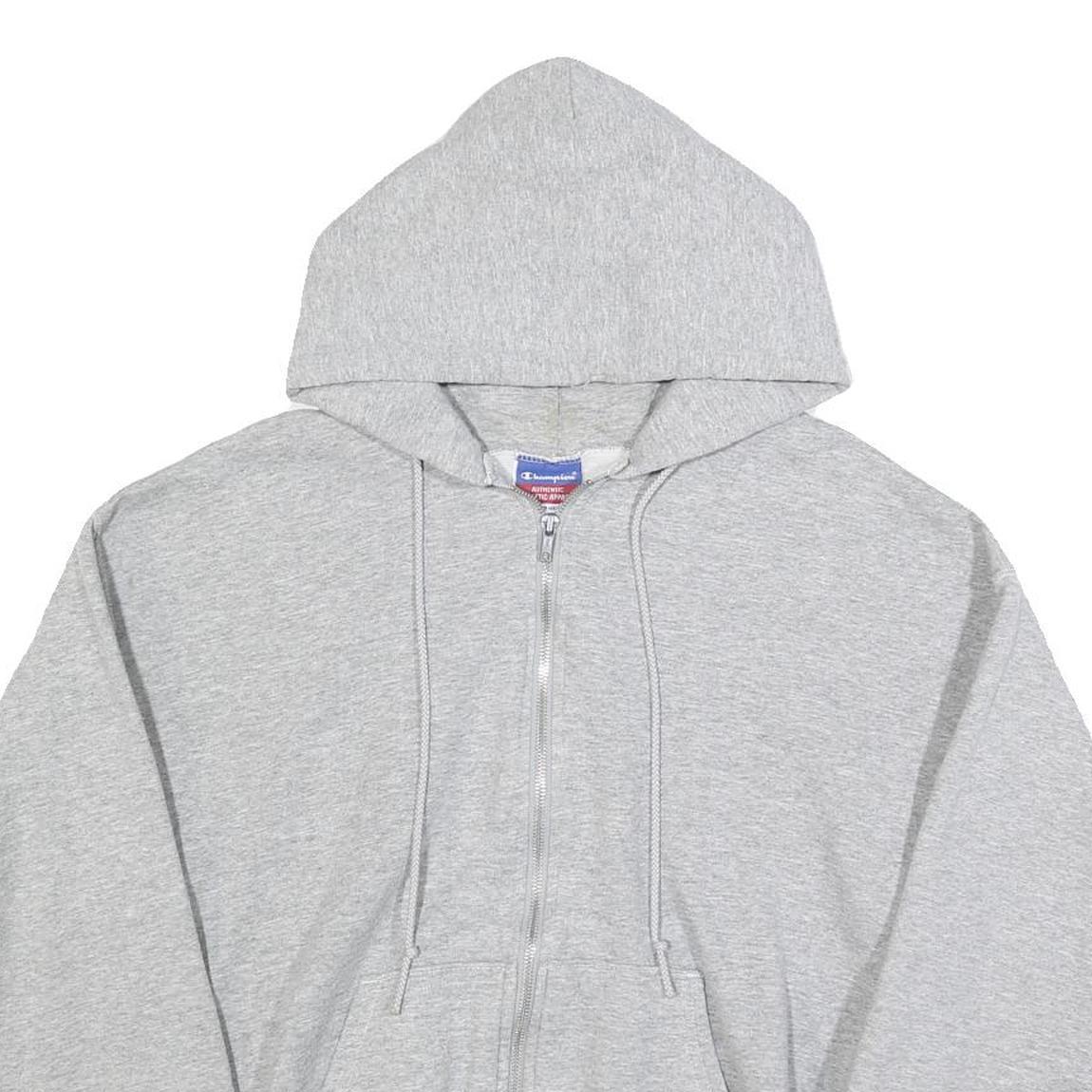 CHAMPION Womens Grey Zip Up Hoodie M Casual Cotton Blend Sweatshirt