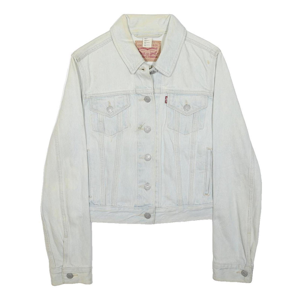 LEVI'S Womens White Denim Jacket M Button Plain Casual Style Classic Cotton