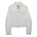 LEVI'S Womens White Denim Jacket M Button Plain Casual Style Classic Cotton