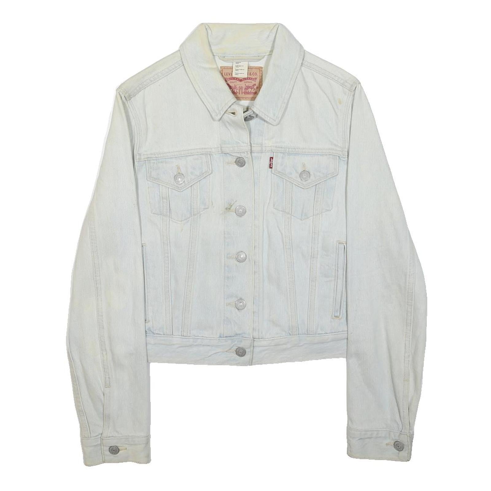 LEVI'S Womens White Denim Jacket M Button Plain Casual Style Classic Cotton