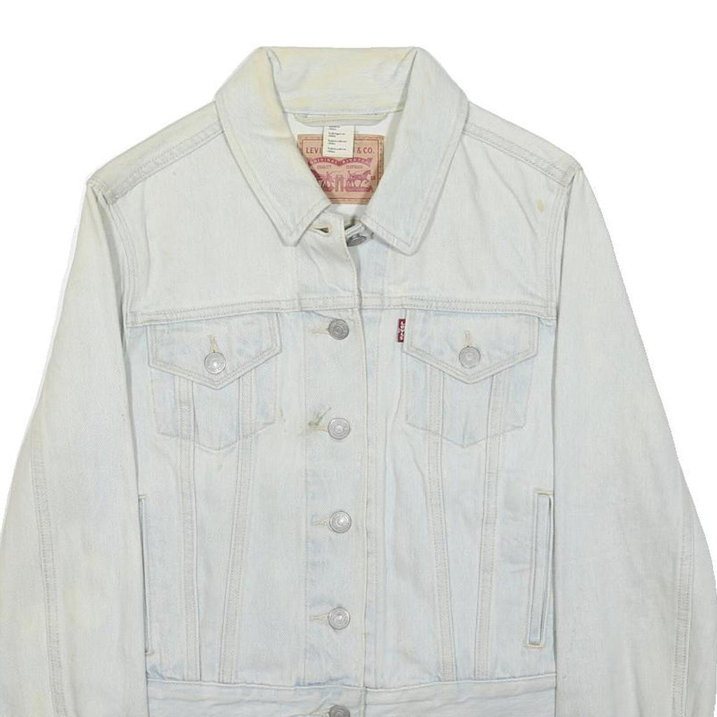 LEVI'S Womens White Denim Jacket M Button Plain Casual Style Classic Cotton