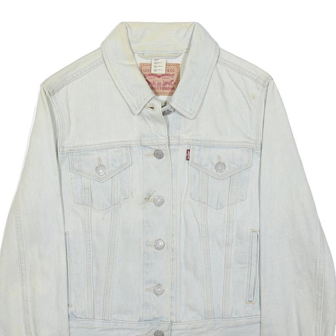 LEVI'S Womens White Denim Jacket M Button Plain Casual Style Classic Cotton