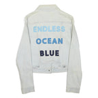 LEVI'S Womens White Denim Jacket M Button Plain Casual Style Classic Cotton